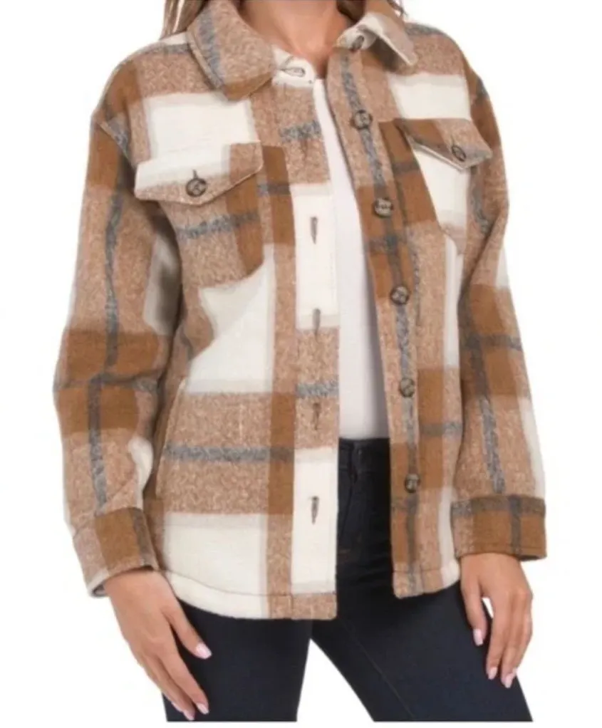 Anthropologie Avec Les Filles • Plaid Flannel Jacket • Shacket • Brown • Large - Image 1
