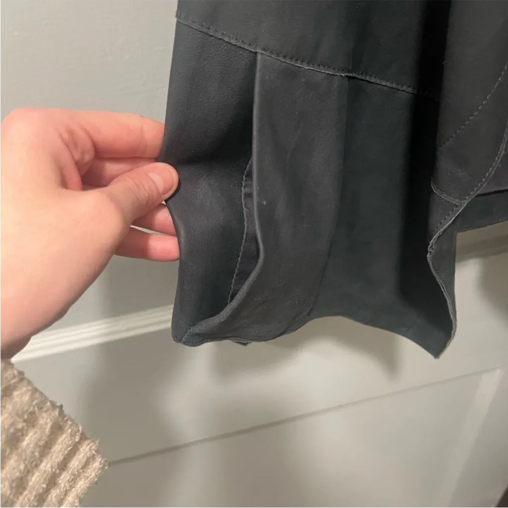 Vince Leather Draped Open Waterfall Front Jacket w/ Pockets & Flattering Fit - Image 8