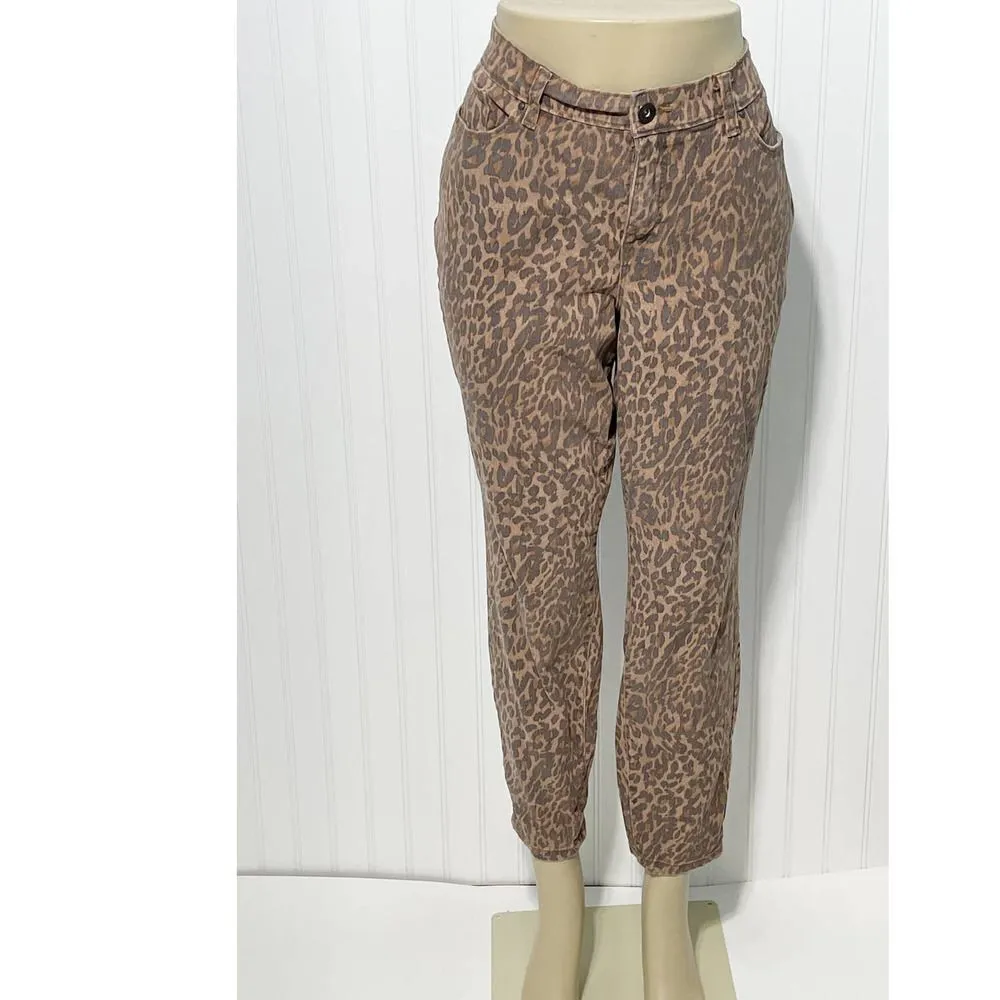 Style & Co Wild Puma Skinny Jeans Curvy Mid Rise Tummy Control Animal‎ Print 6 - Image 3