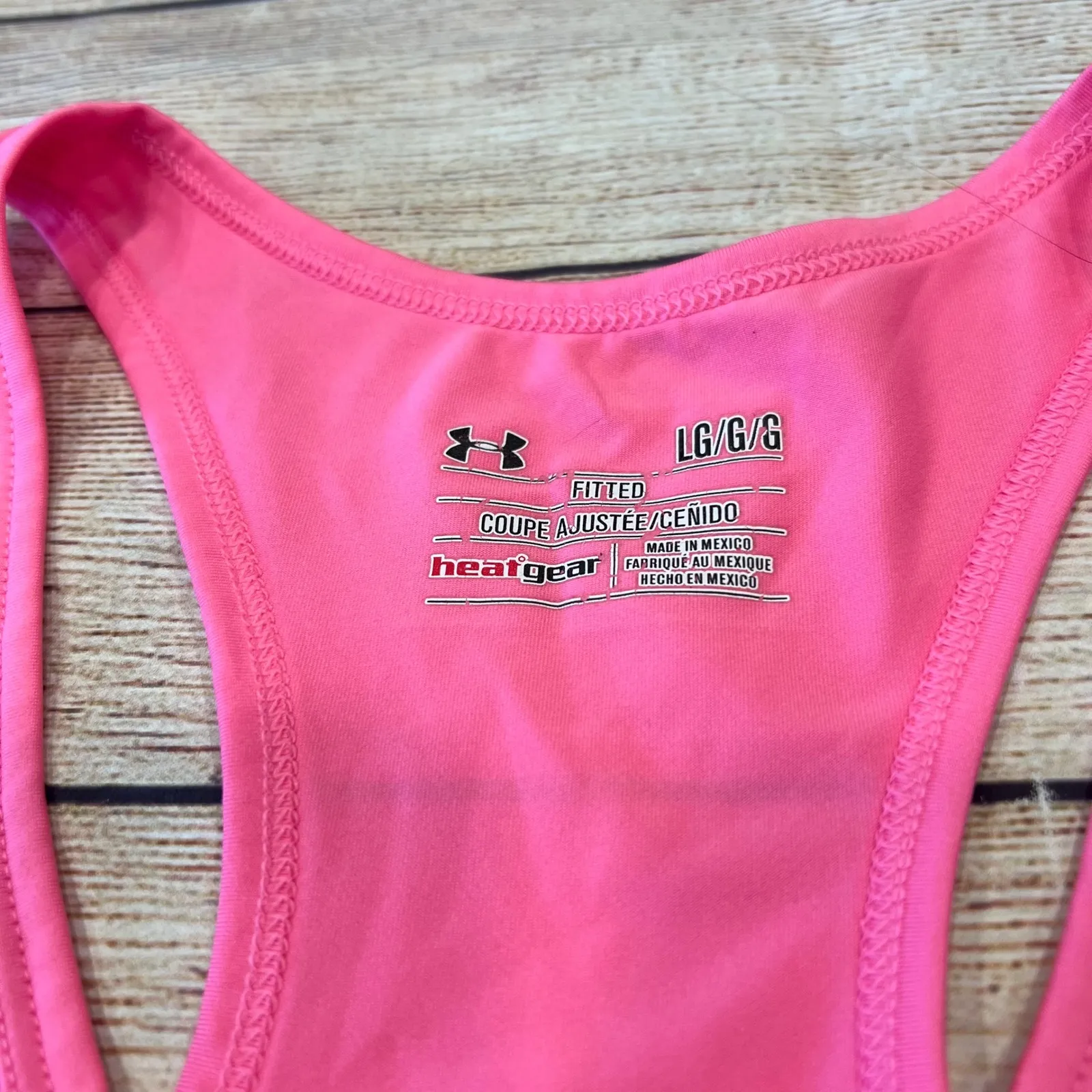 Under Armour Heatgear Pink Racerback Tank Top Women's LG Fitted Athletic - Image 3