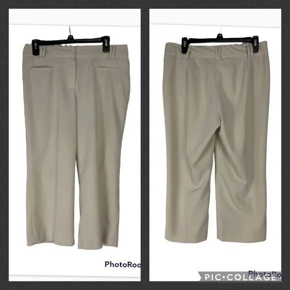 Larry Levine Light Tan Stretch High Rise Capris Business Casual Career Size 8 - Image 2