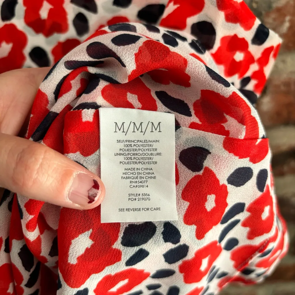 CAbi 5356 Poppies Flipside Red Floral Ruffle Sleeveless Blouse Tank Top, M - Image 7