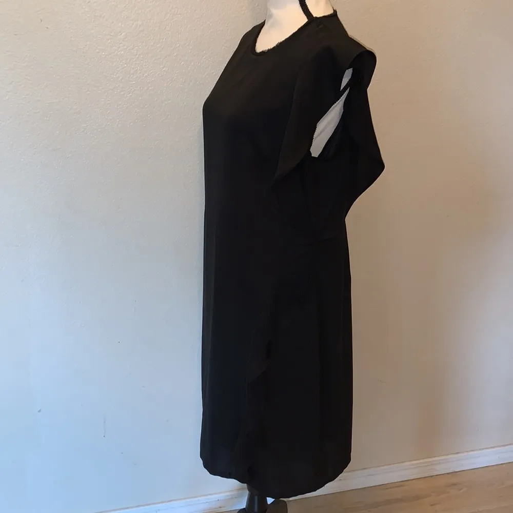 Simply Vera Vera Wang black side ruffle sleeveless midi dress - Image 2