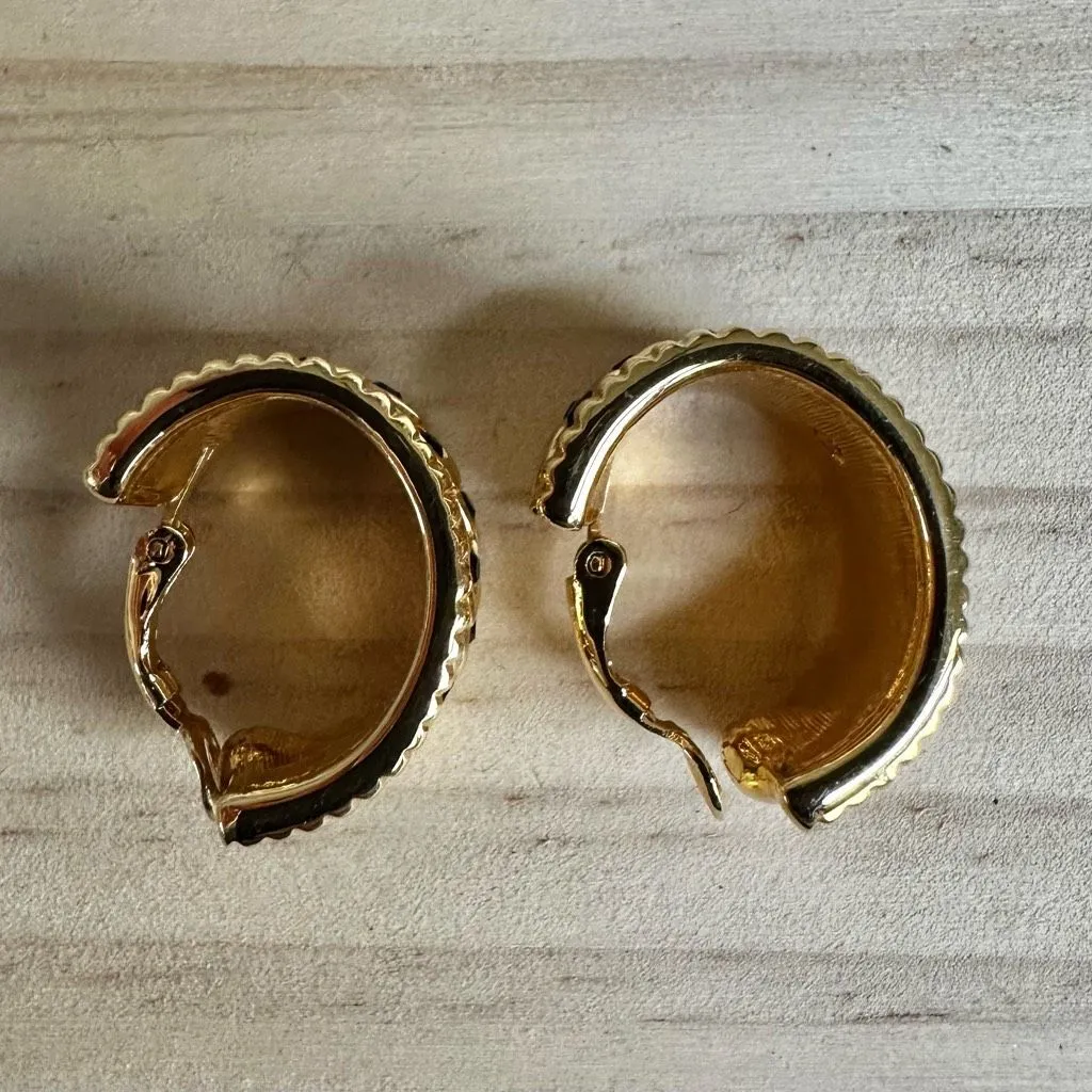 Swarovski Gold-Tone  huggie Clip-On Earrings with Black Crystal Accents - Image 5