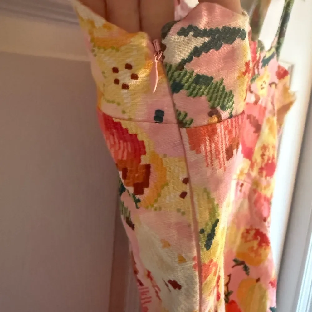 NWOT Farm Rio Anthropologie Frutas Linen Sleveless Pink Mini Dress Womens Medium - Image 6