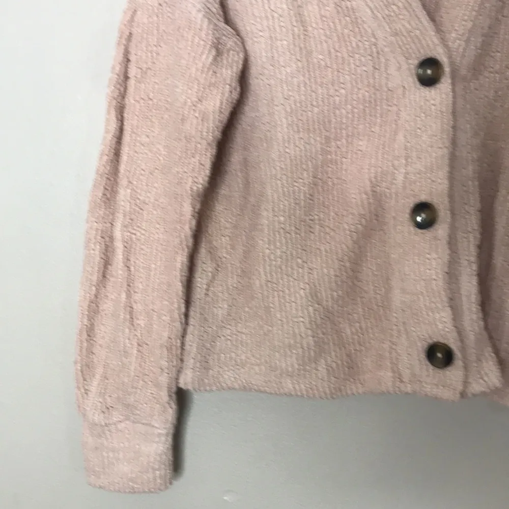 Philosophy light baby pink button down cardigan sweater size small - Image 3