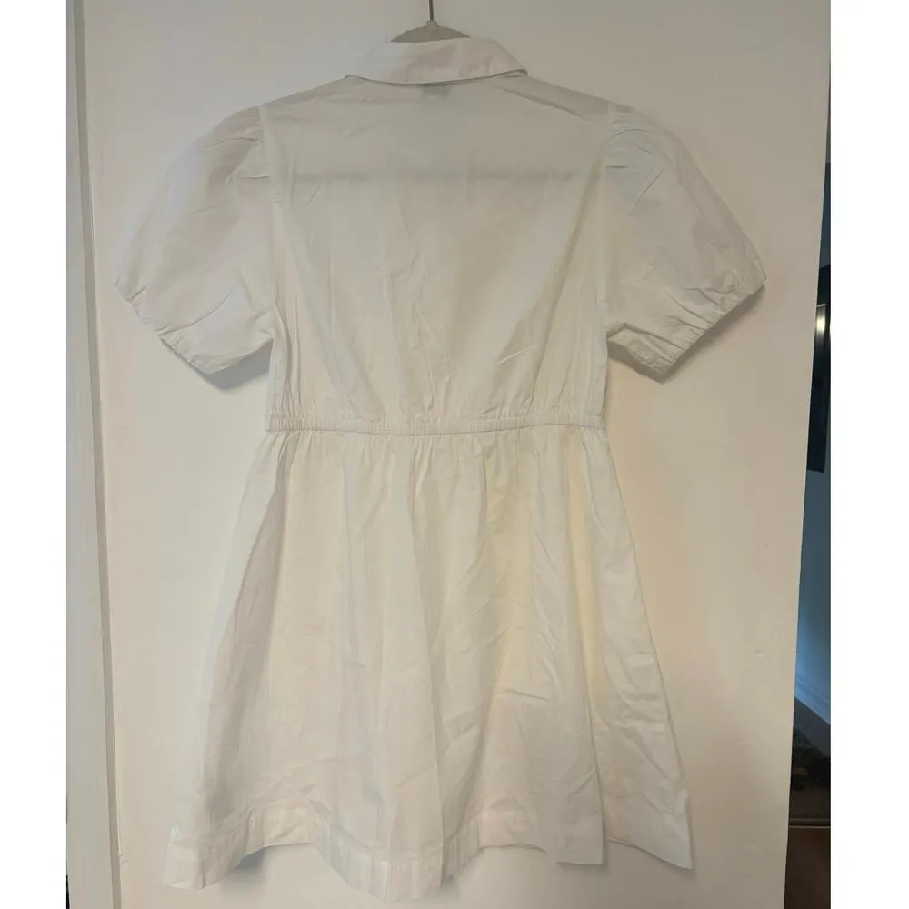 NWT J.Crew Collared Short Sleeve Tie Waist Mini Dress In White Size 4P - Image 6