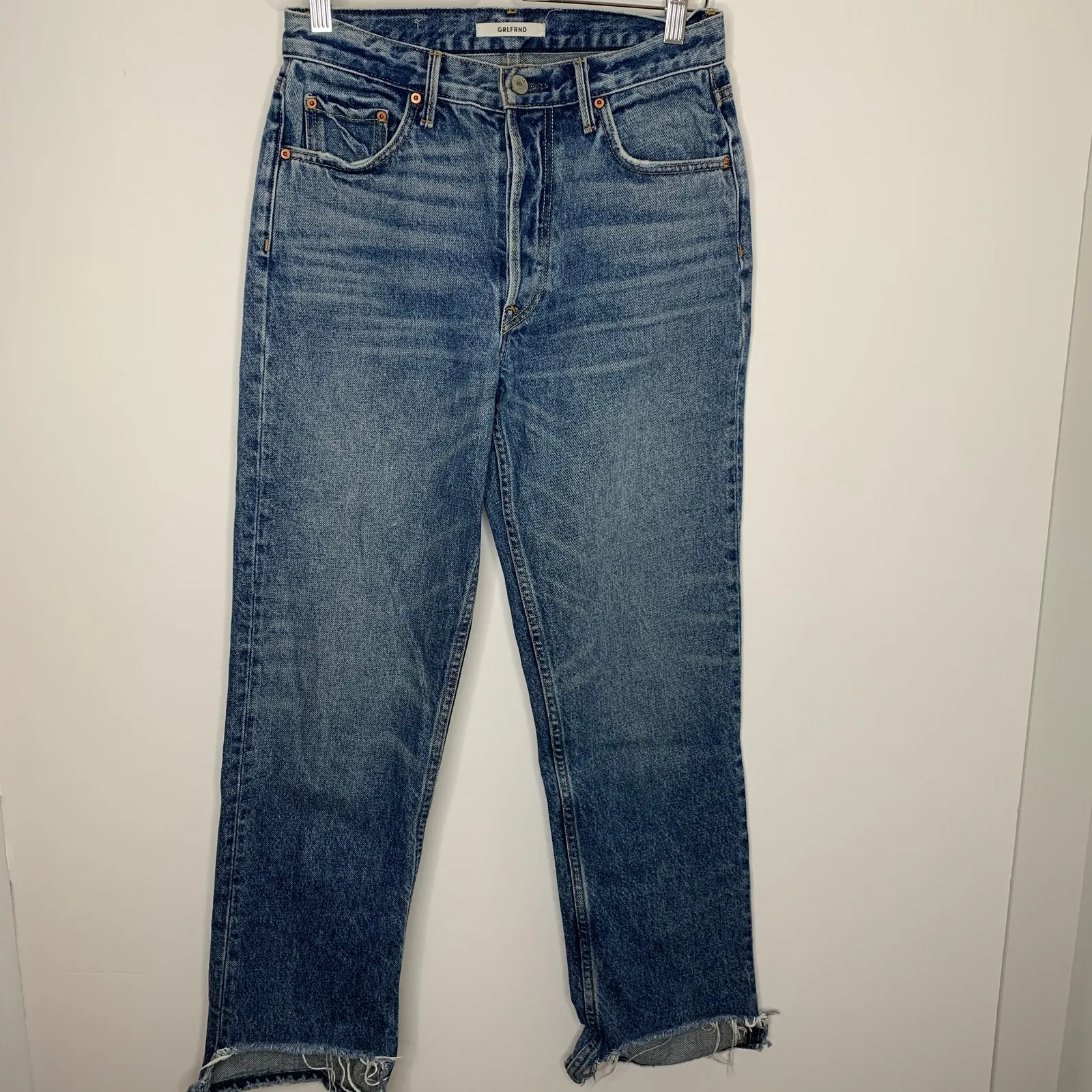 GRLFRND Revolve Helena High Rise Bittersweet Straight Leg Denim Dark Wash Jeans - Image 3