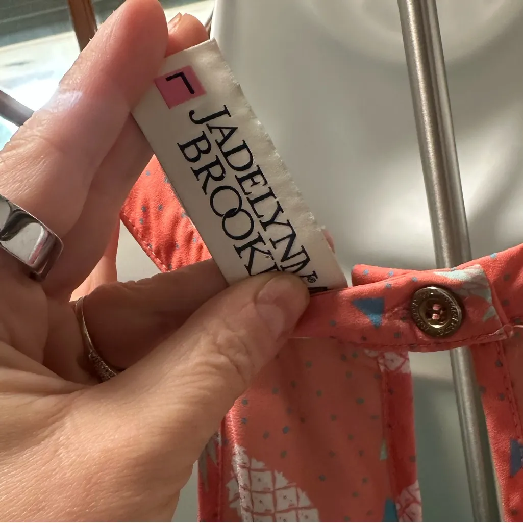 Jadelynn Brooke Coral Pineapple Print Flowy Midi Dress | Sz L | EUC - Image 4