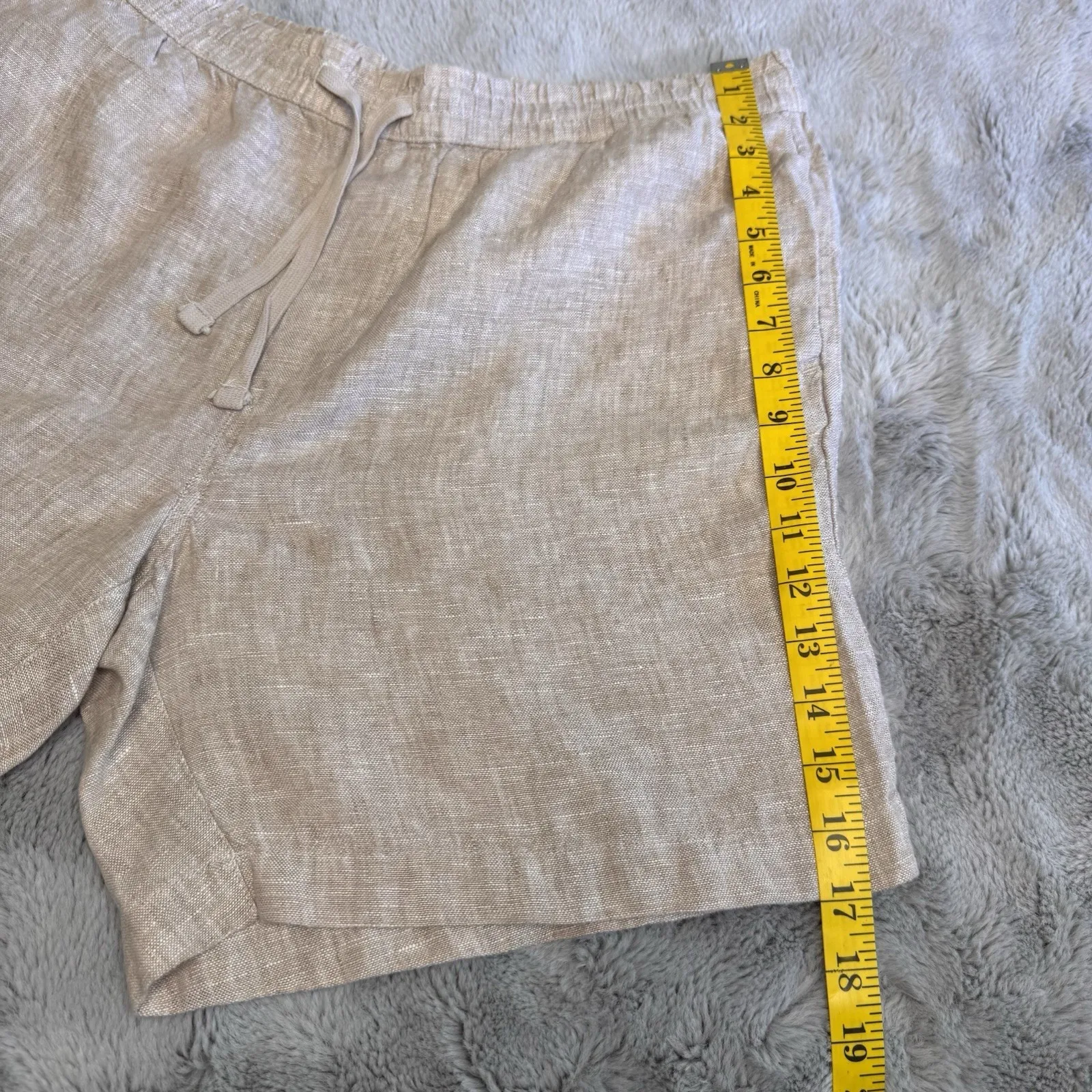 Caribbean Joe Beige Linen Summer Shorts Women's Size Large Elastic Waist - Image 6