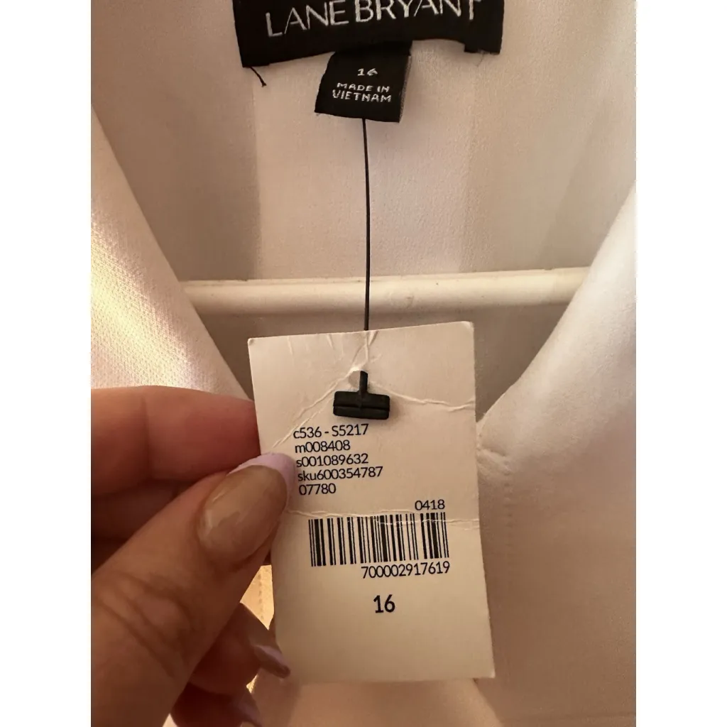 Lane Bryant Womens Plus Size Size 16 White Chiffon Hem Layered Jacket Blazer - Image 9