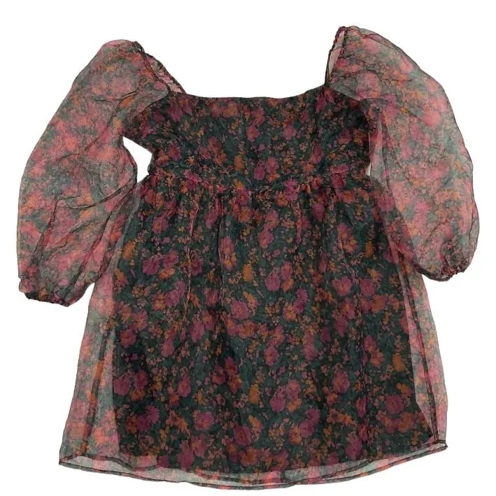 Pink Lily Womens Living On‎ Love Black Pink Floral Tulle Mini Dress Size XL - Image 5