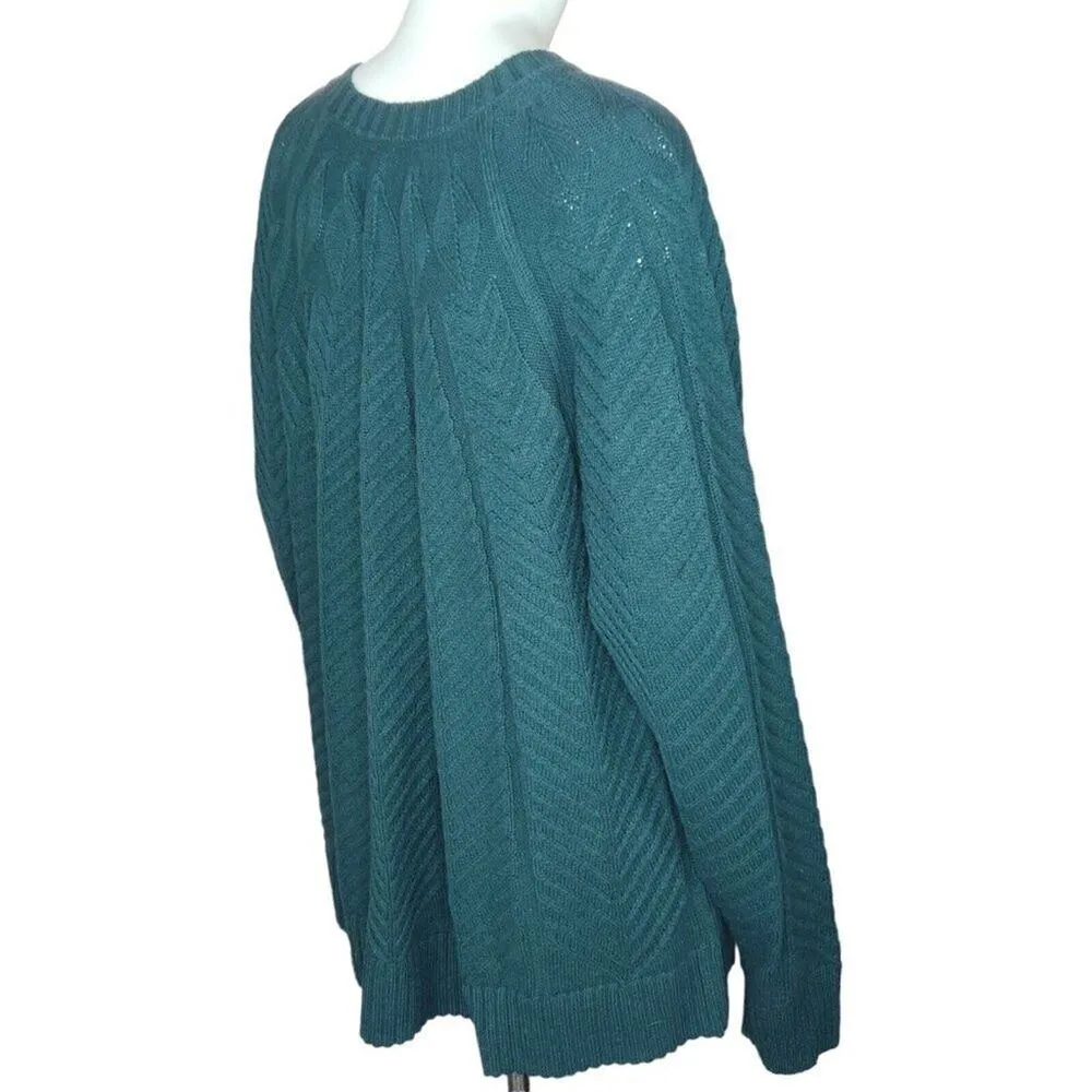 J Jason Wu Floral Cable Knit Crewneck Sweater Evergreen Womens X - Image 9