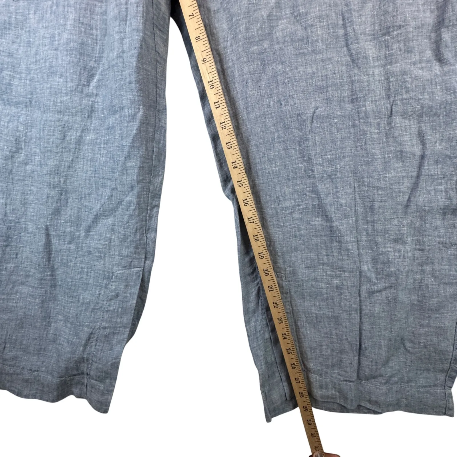 Athleta Linen Coastal Wide Leg Beach Pants Chambray Blue 22‎ Old Money Nautical - Image 6