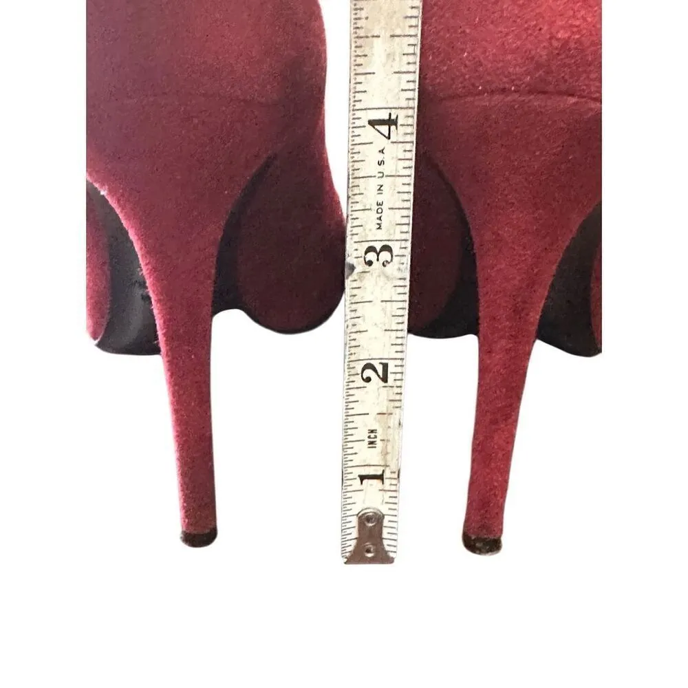 Versace 1969 Italia Women Red Suede point stiletto heel Size: 361/2, US 6 - Image 11
