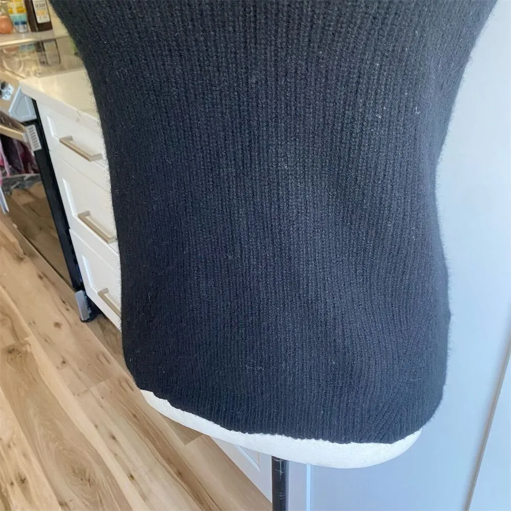 Lilla P XS Black Knit Turtleneck Sweater Vest Sleeveless Merino wool blend - Image 6