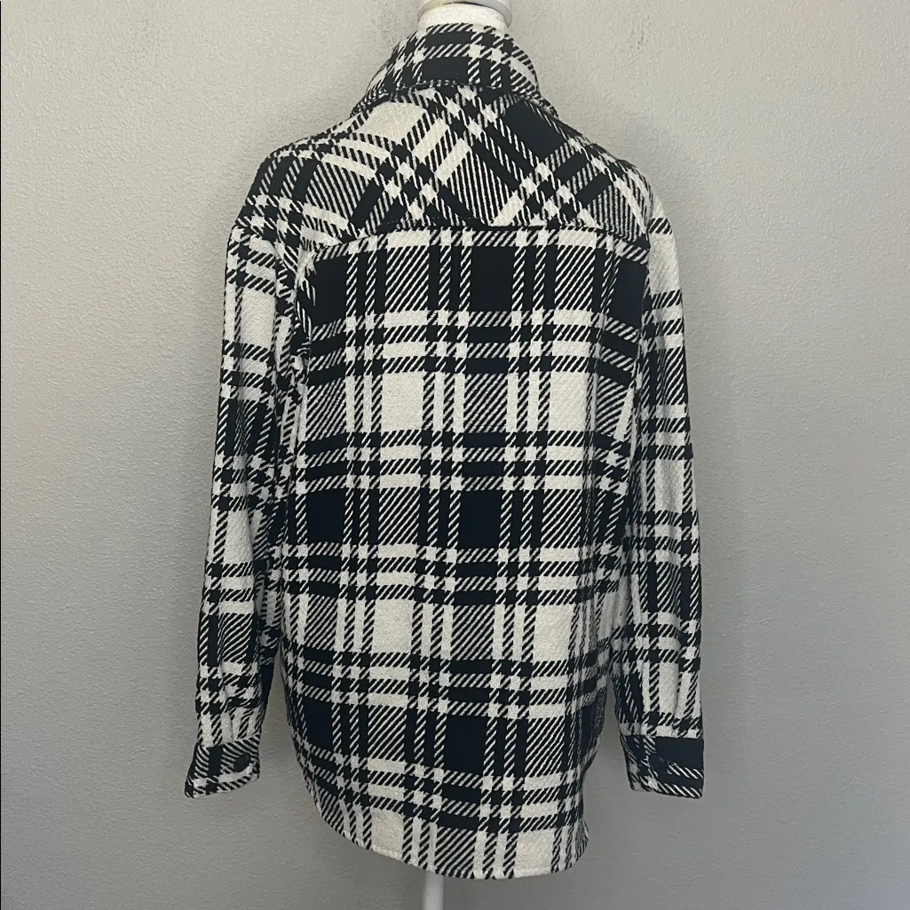 Autres Filles Plaid Shacket Black/White Size Small Black - Image 3
