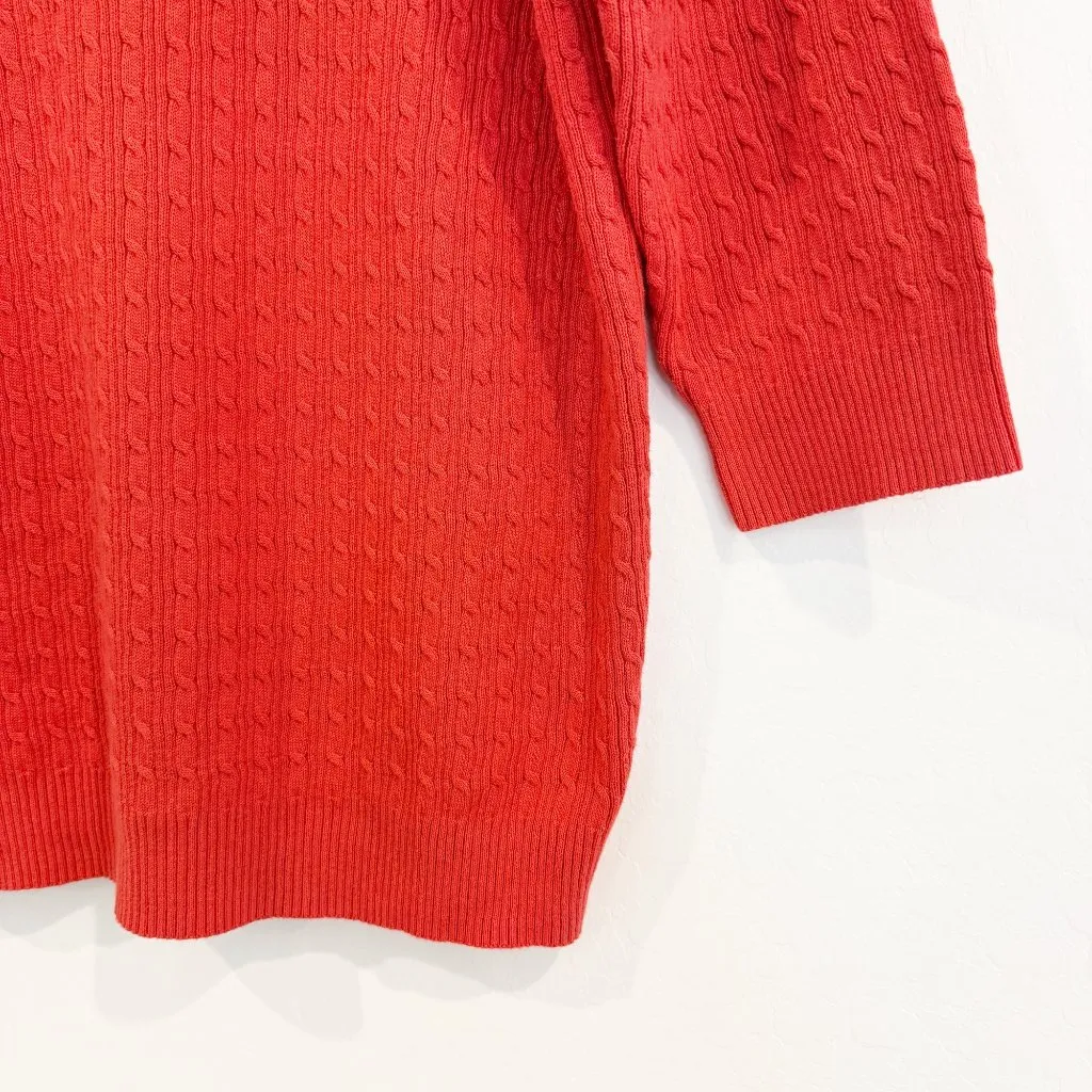 Karen Scott Boat Neck Ribbed Cable Knit 3/4 Sleeve Sweater Top Winter Size Large - Image 4