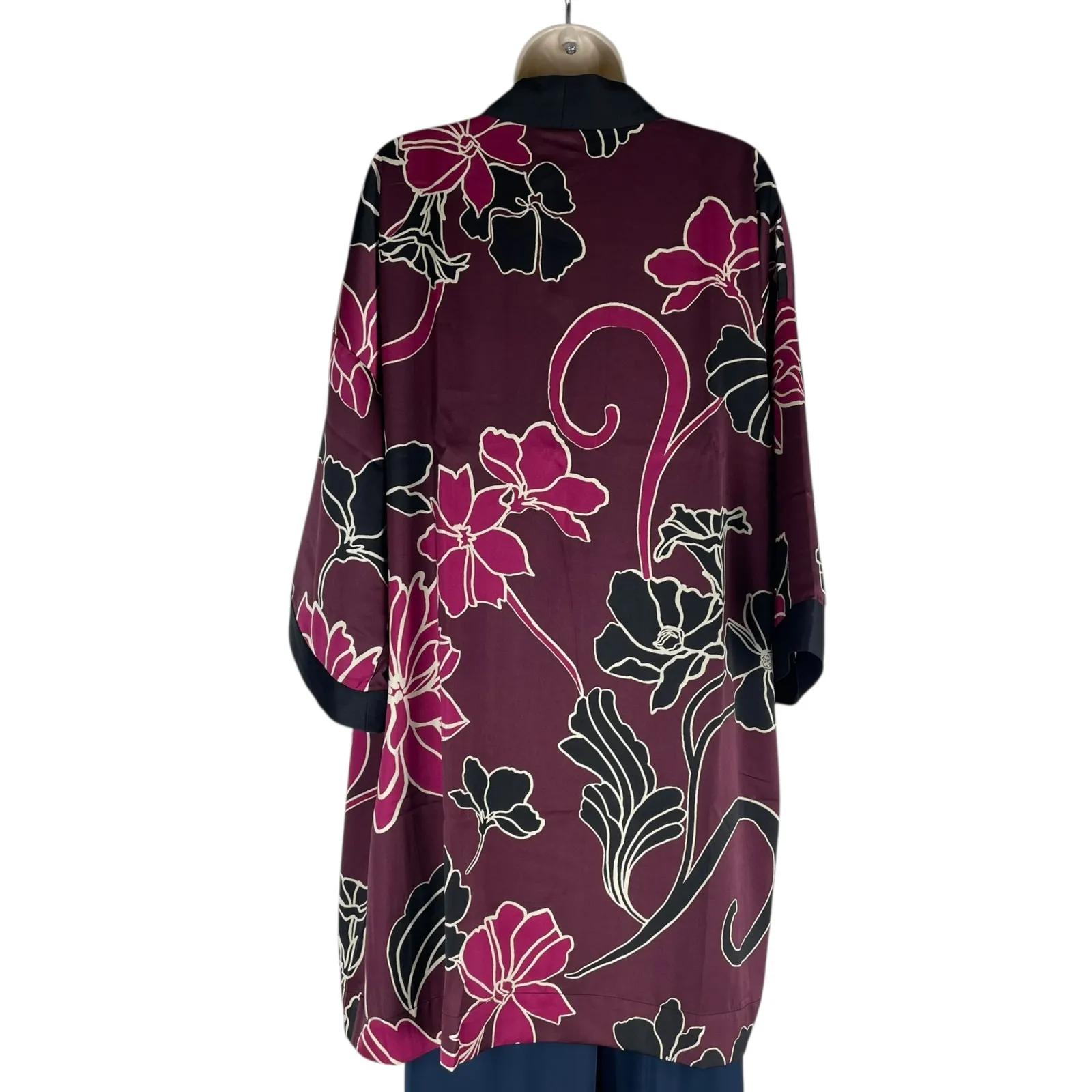Chico's Travelers Floral Printed Kimono Jacket Deep Chianti Size L/XL - Image 9