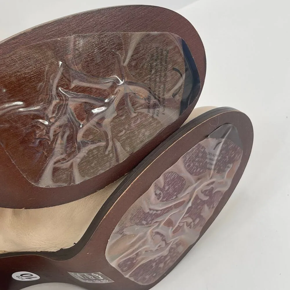 FREE PEOPLE Elle Boots Size 10 NEW Slouchy Leather Block Heel NWT/Box Beige Boho - Image 7