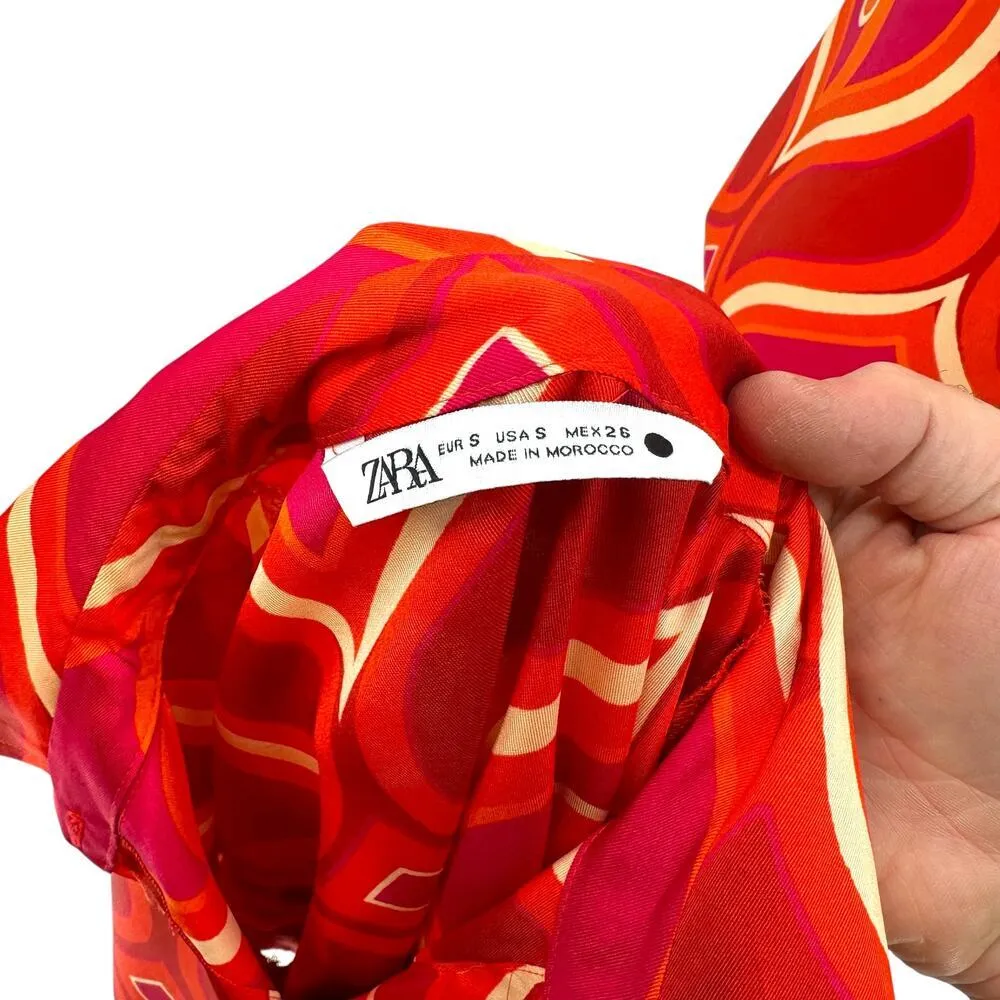 Zara Groovy Travel Print Set Pink Orange Swirl Retro Skort Set Size XS / Small - Image 11