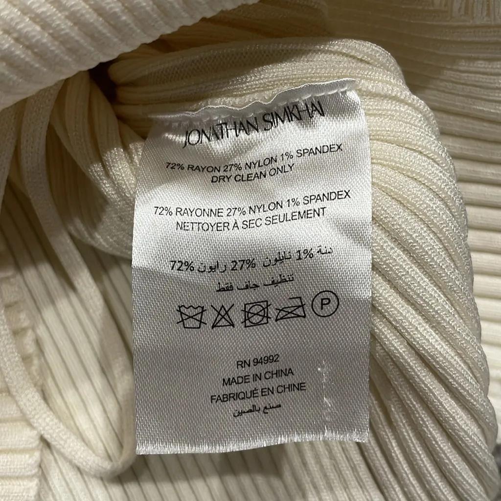 Jonathan Simkhai Ribbed Halter Top‎ Off White Size Medium - Image 4