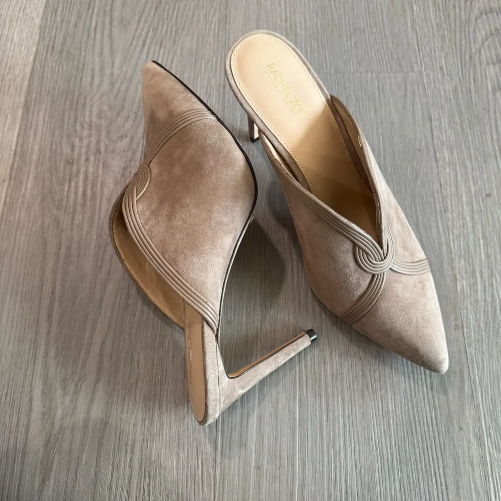 Beige Lianne Suede Stiletto Pointed Mules 10 - Image 2