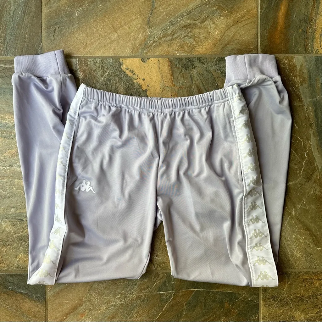 Kappa 222 Banda Wrastoria Slim Pants Lilac White Gray Women's Size Medium - Image 3