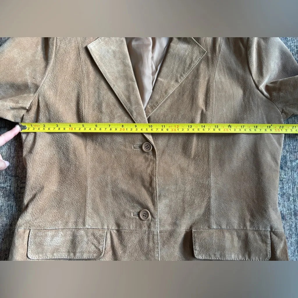 Chadwick’s Tan Suede Leather Blazer Jacket Women’s Size 12 - Image 8