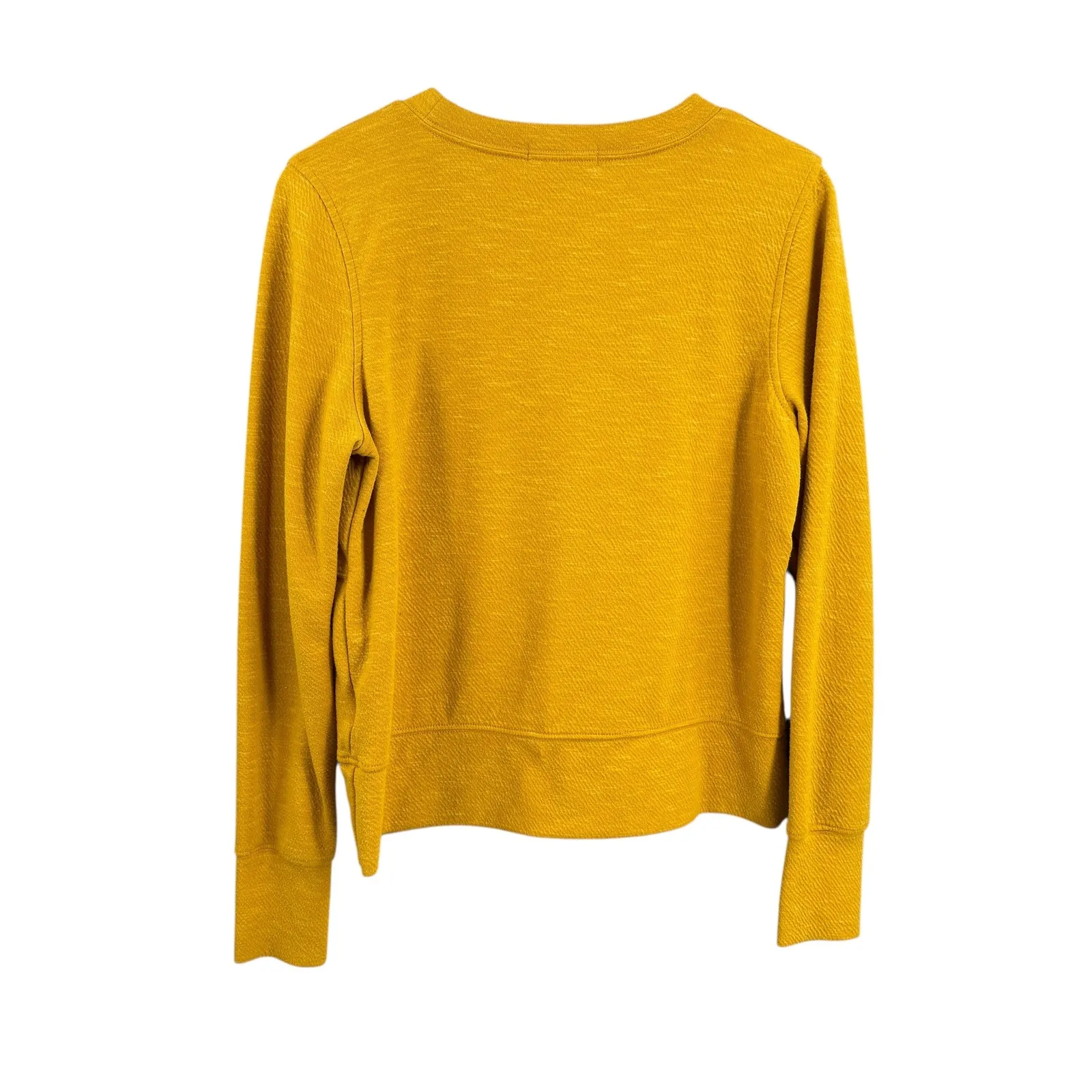 Prana Mustard Yellow Textured Crew Neck Sweatshirt Pullover Top Size Small - Image 2