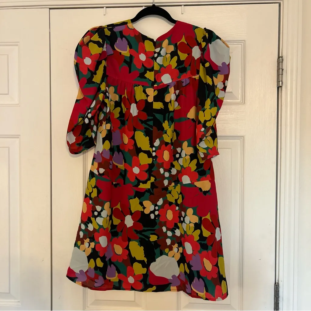 Crosby by Mollie Burch Short Dress with three quarter puff sleeve Floral Dress - Image 4