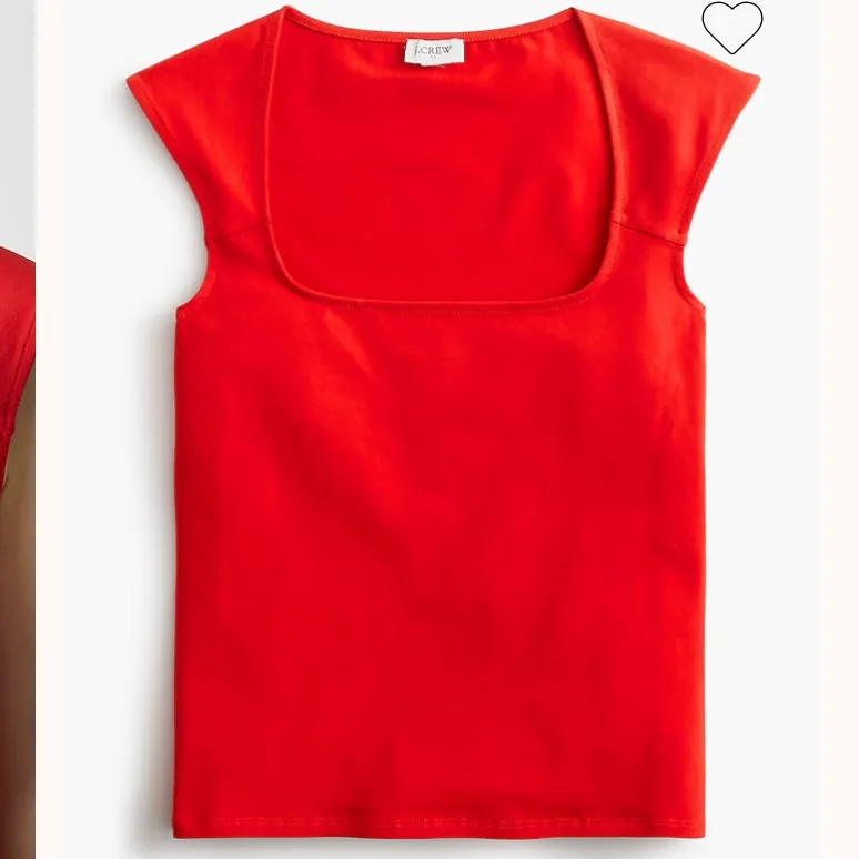 NWT J.Crew Factory Red Cap Sleeve Stretch Cotton Blend Square - Image 7