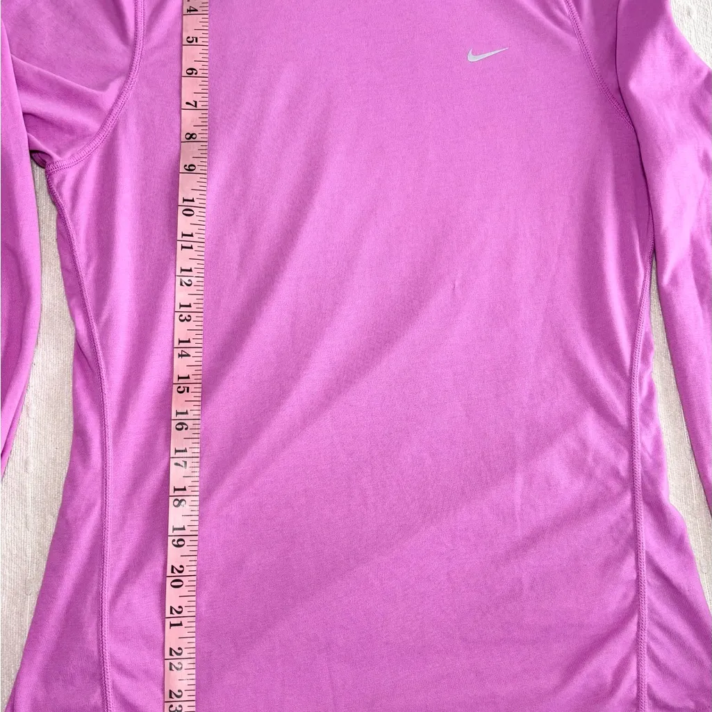 Nike Dri-Fit Fuchsia Pink Hooded Long Sleeve Running‎ Top  Size M - Image 8