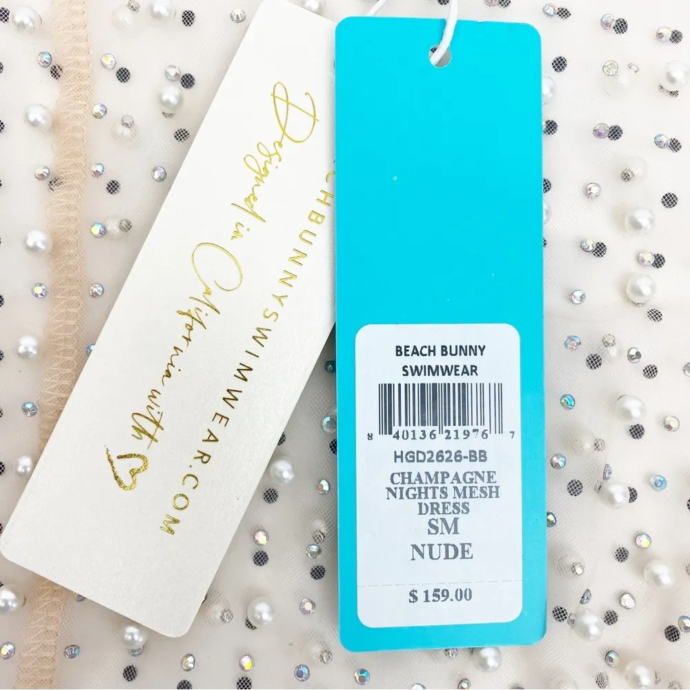 Beach Bunny Swimwear Champagne Nights Pearl Mesh Maxi Dress: Nude - Image 12