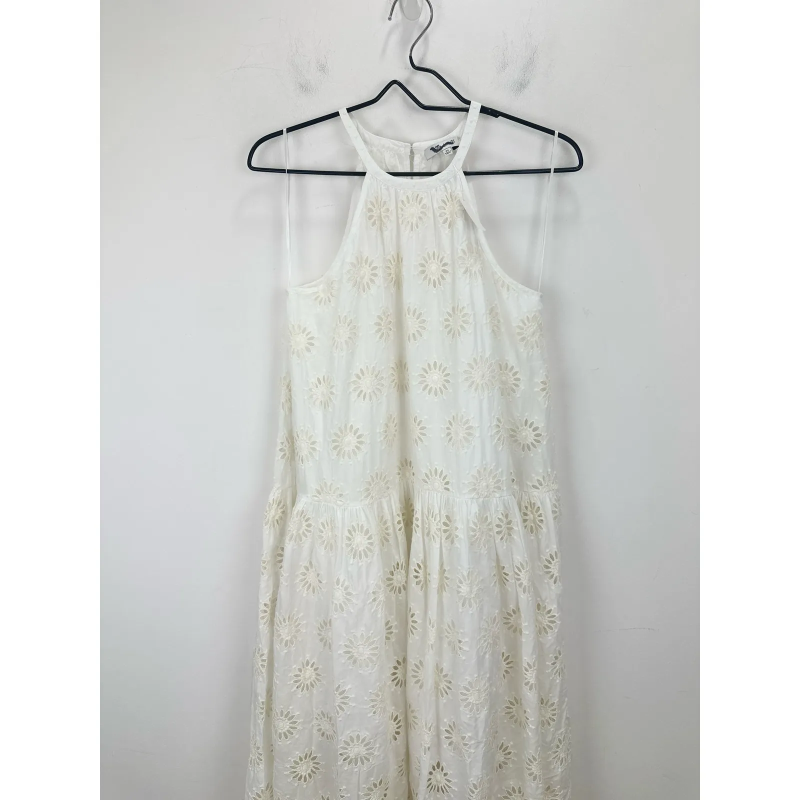 Madewell Embroidered Drop Waist Maxi Dress Floral Eyelet Relaxed Cream XS NWT - Image 8