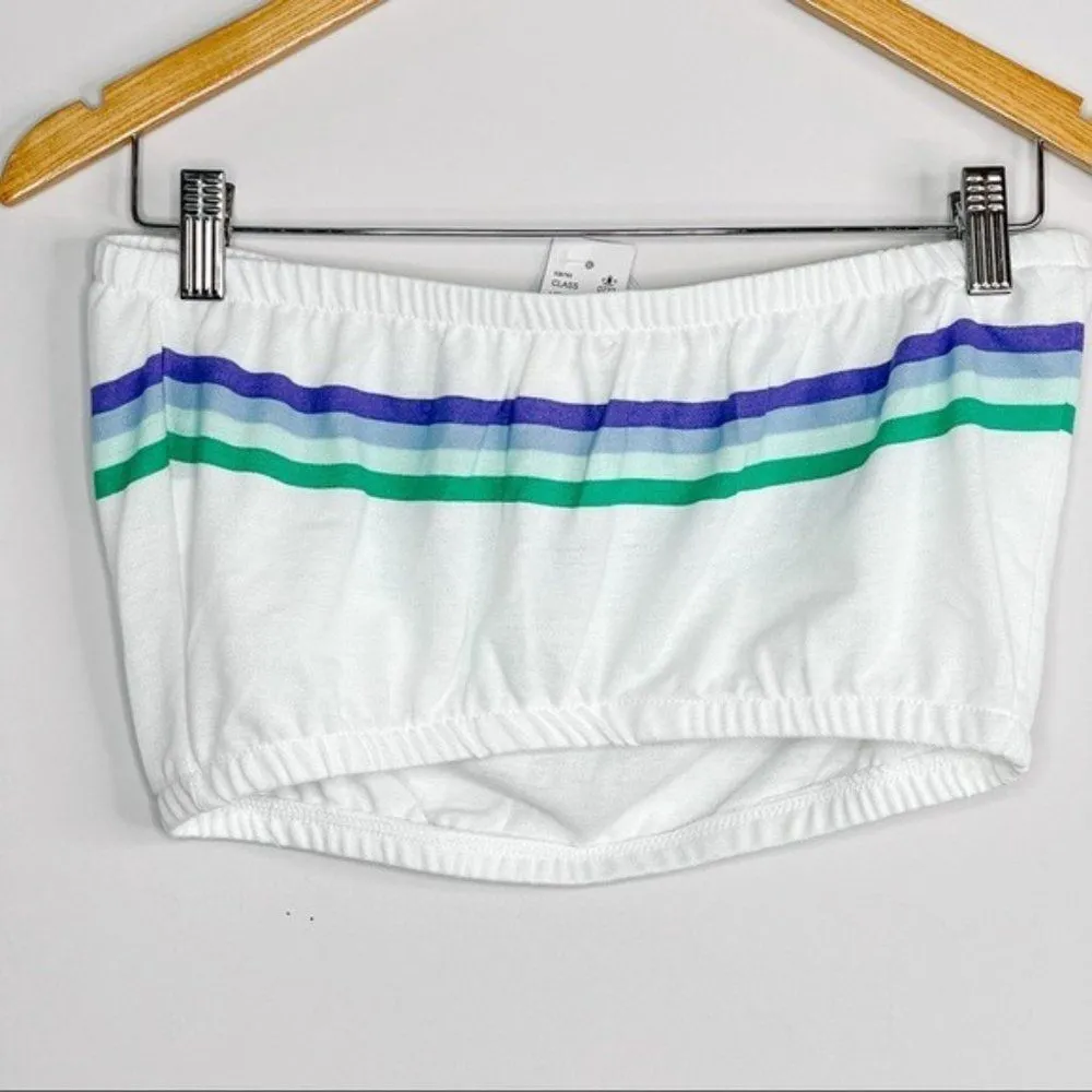Me to We Pacsun White Striped Retro Bandeau Crop Top Tube Top - Image 97