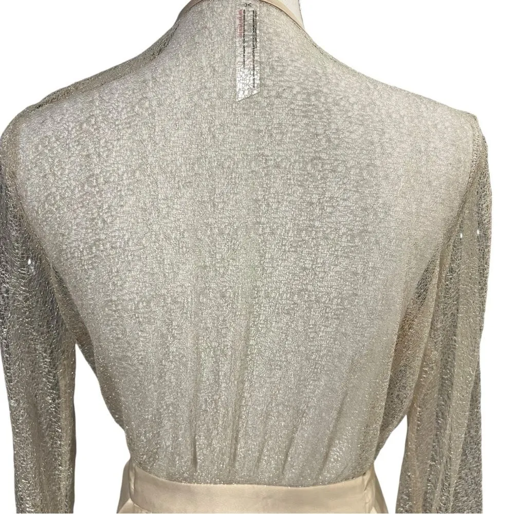 Flora Nikrooz Showstopper Satin Robe Size S Satin Lace Bridal Coquette Feminine - Image 8