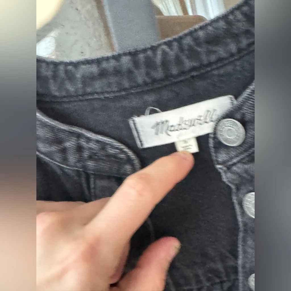 MADEWELL Denim long sleeve mini dress Patch Pocket Popover Shirt charcoal dark - Image 9