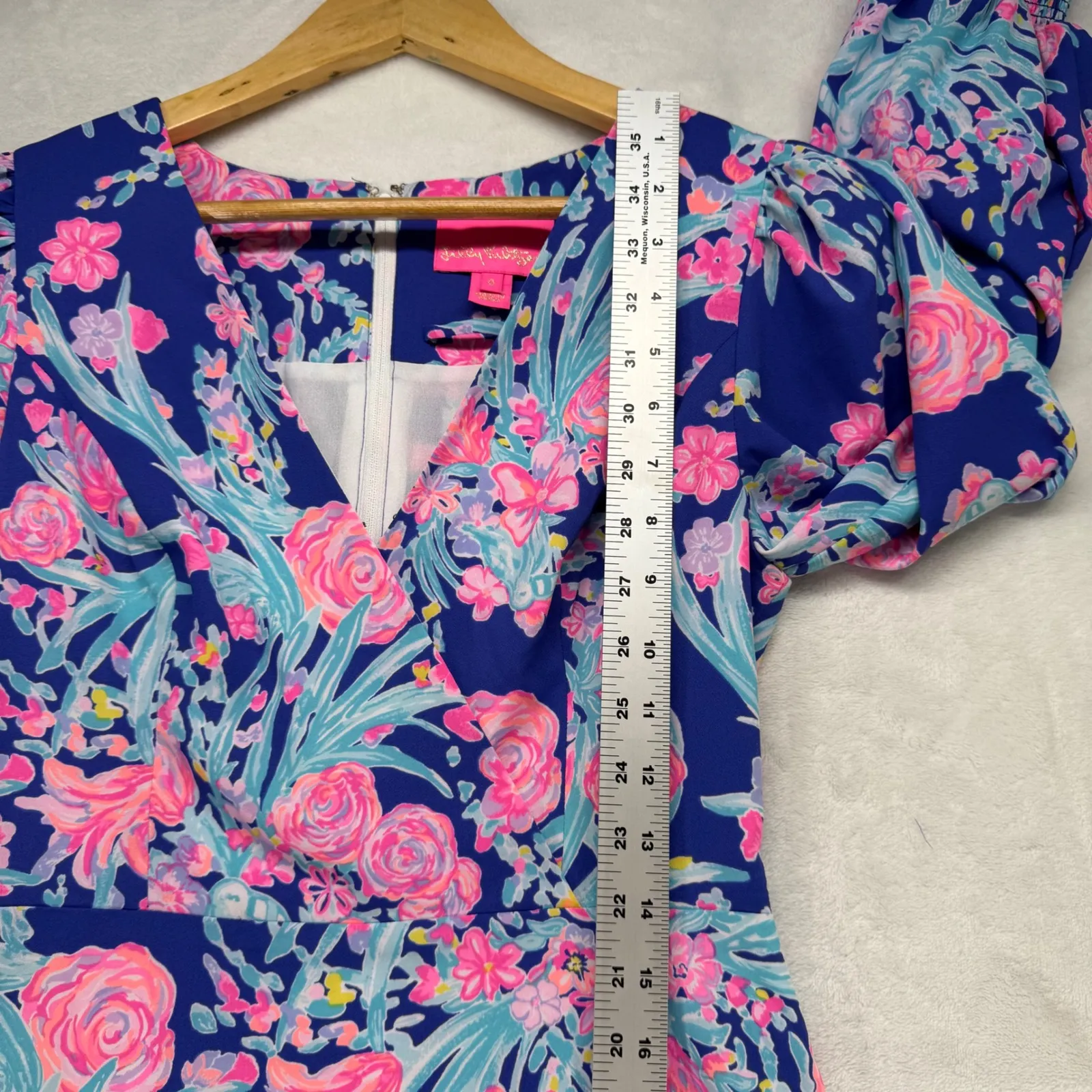 Lilly Pulitzer Rosie Stretch Floral Long Sleeve Ruffle‎ Mini Dress Party Size 0 - Image 4