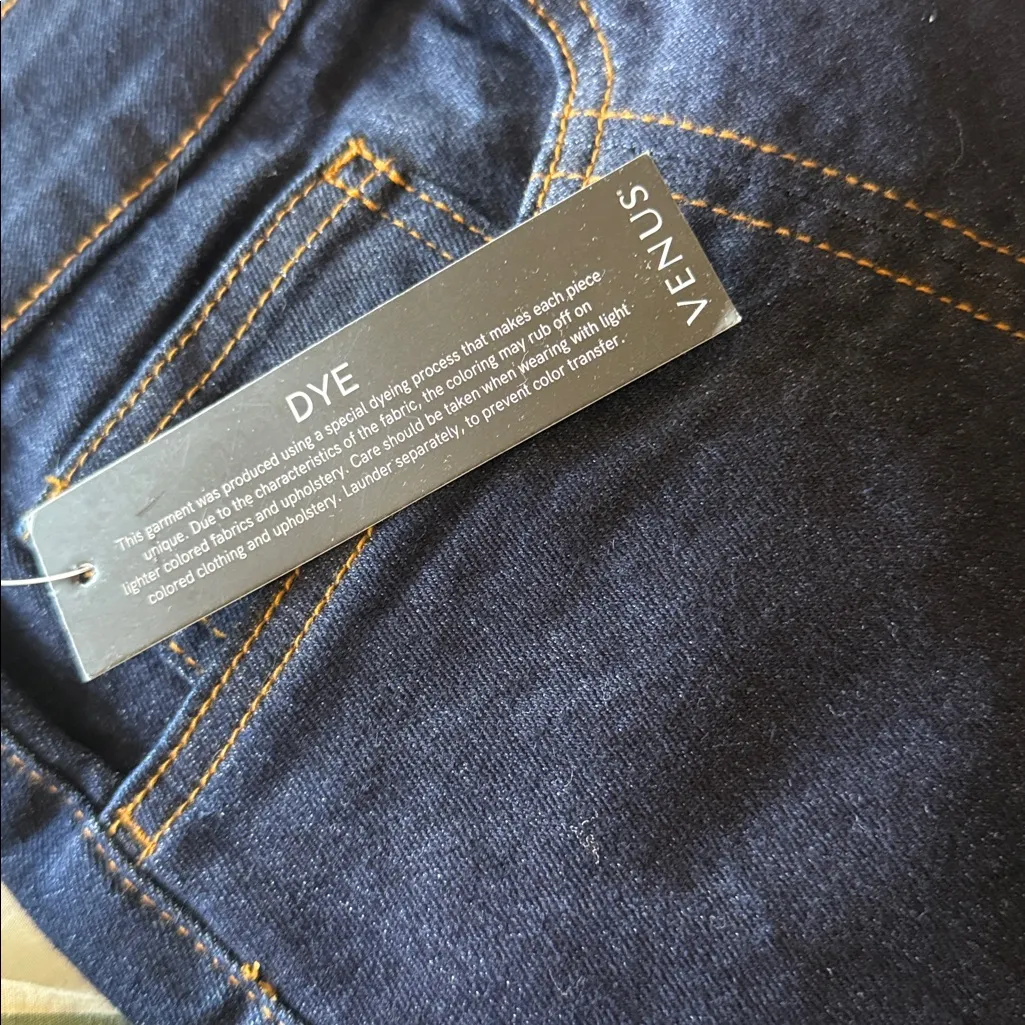 NWT Venus Ruffle Slit Hem Flared Jeans Dark Wash - Image 9