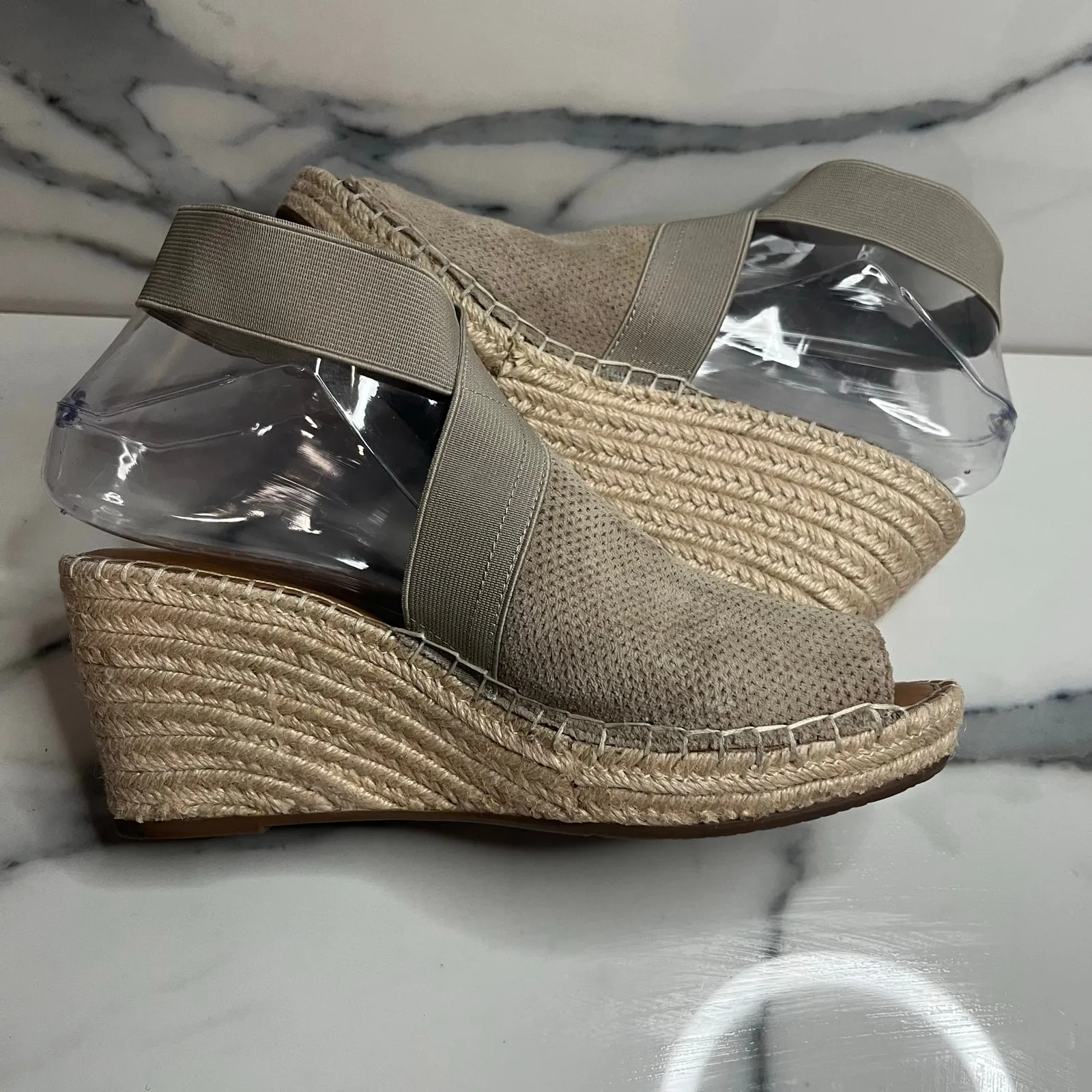 Gentle Souls Women's Neutral Suede Espadrille Wedge Colleen Sandals Sz 8.5 Beach - Image 5