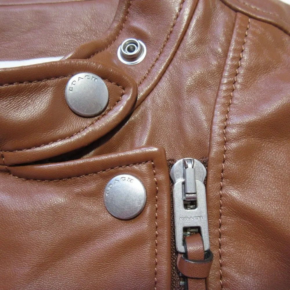 NWT COACH Uptown Racer in Saddle Sheep Leather Motorcycle Moto Jacket XS $895 - Image 7