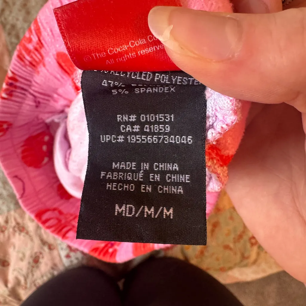 Coca Cola Women's Pink Pajama Bottoms with Red Cherries Size M - Image 2