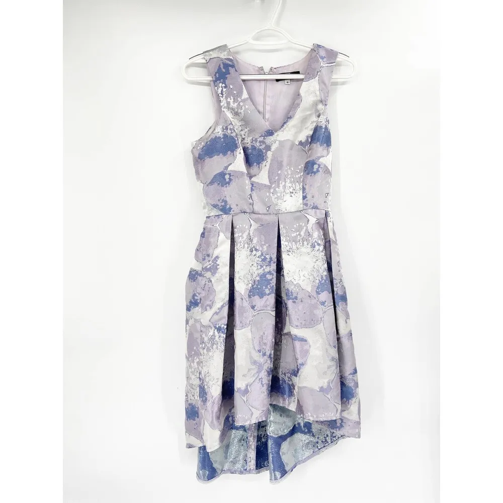 Slate & Willow Gabi Purple Floral Jacquard Print Sleeveless V-Neck Dress Size 6 - Image 31
