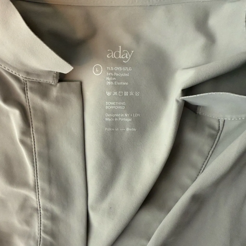 ADAY Something Borrowed Shirt Nylon Stretch in Oyster Grey Size Large - Image 2