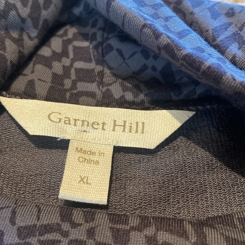 Garnet Hill Swing Midi Dress Color Onyx Texture Floral Lagenlook Grey Size XL - Image 2