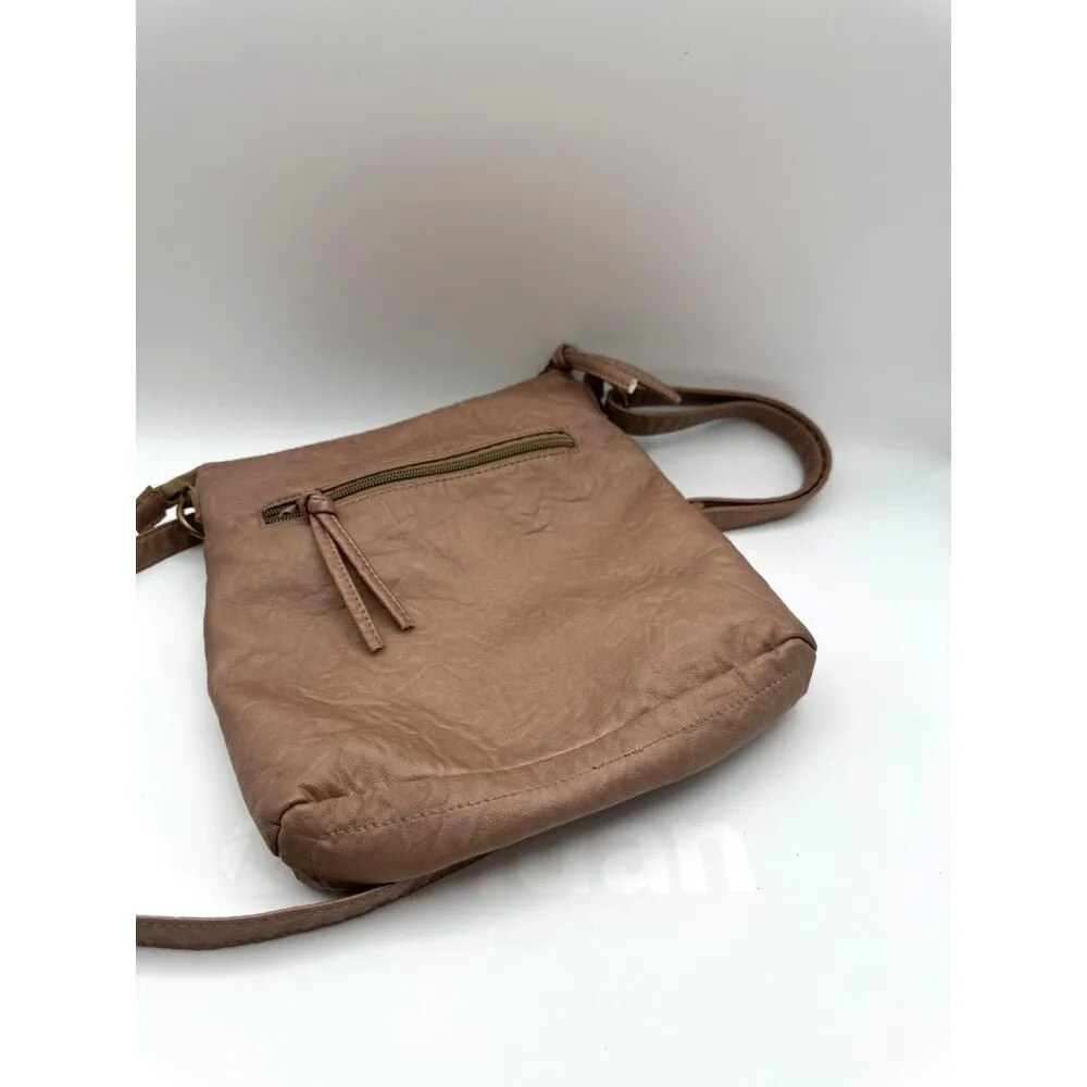 Stone Mountain Faux Leather Crossbody Bag  Zipper Pockets  Adjustable Strap. - Image 3