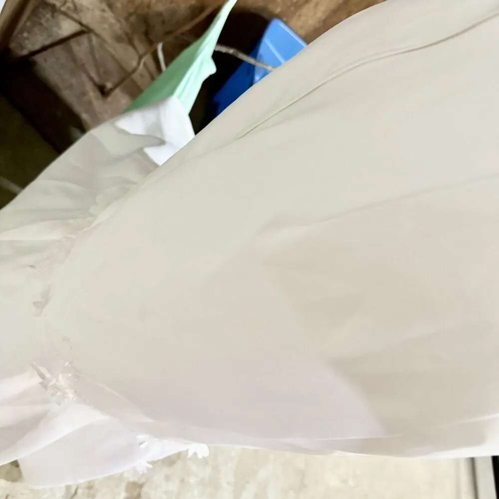 CINDERELLA Wedding Dress Women Size M Halter Neck Pleated Floral Open Back White - Image 9