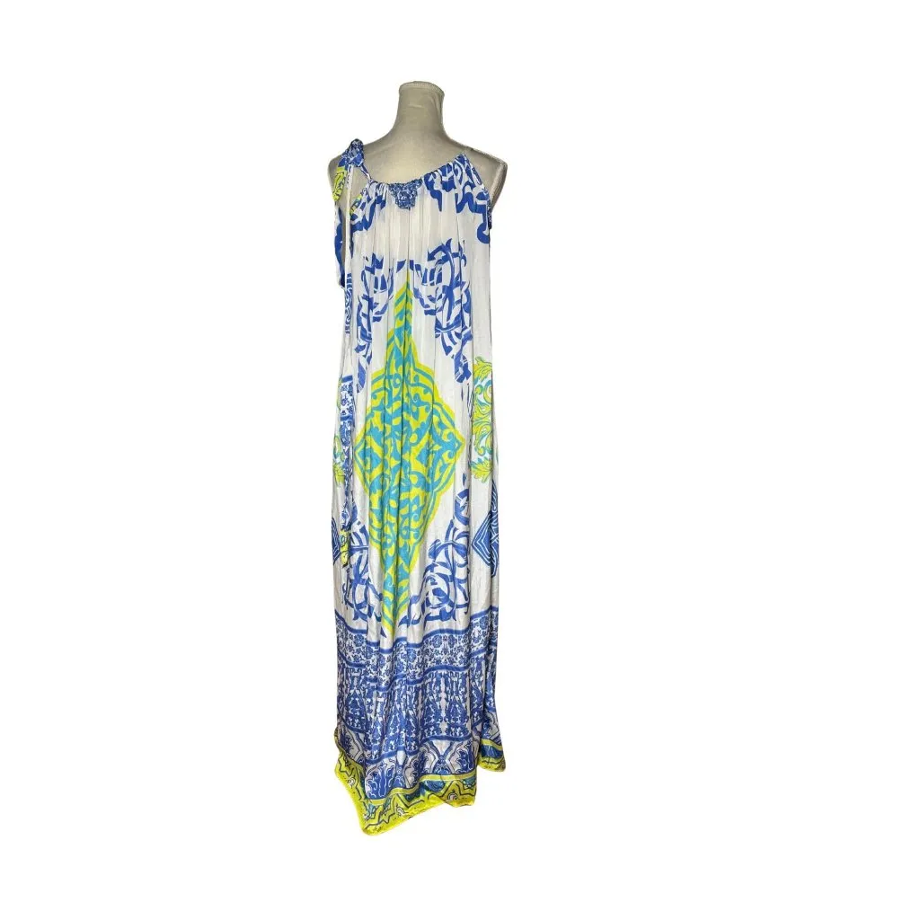 Ruby Yaya Blue & Green Maxi Dress L/XL Boho Style Intricate Embroidery Loose Fit Size undefined - Image 2