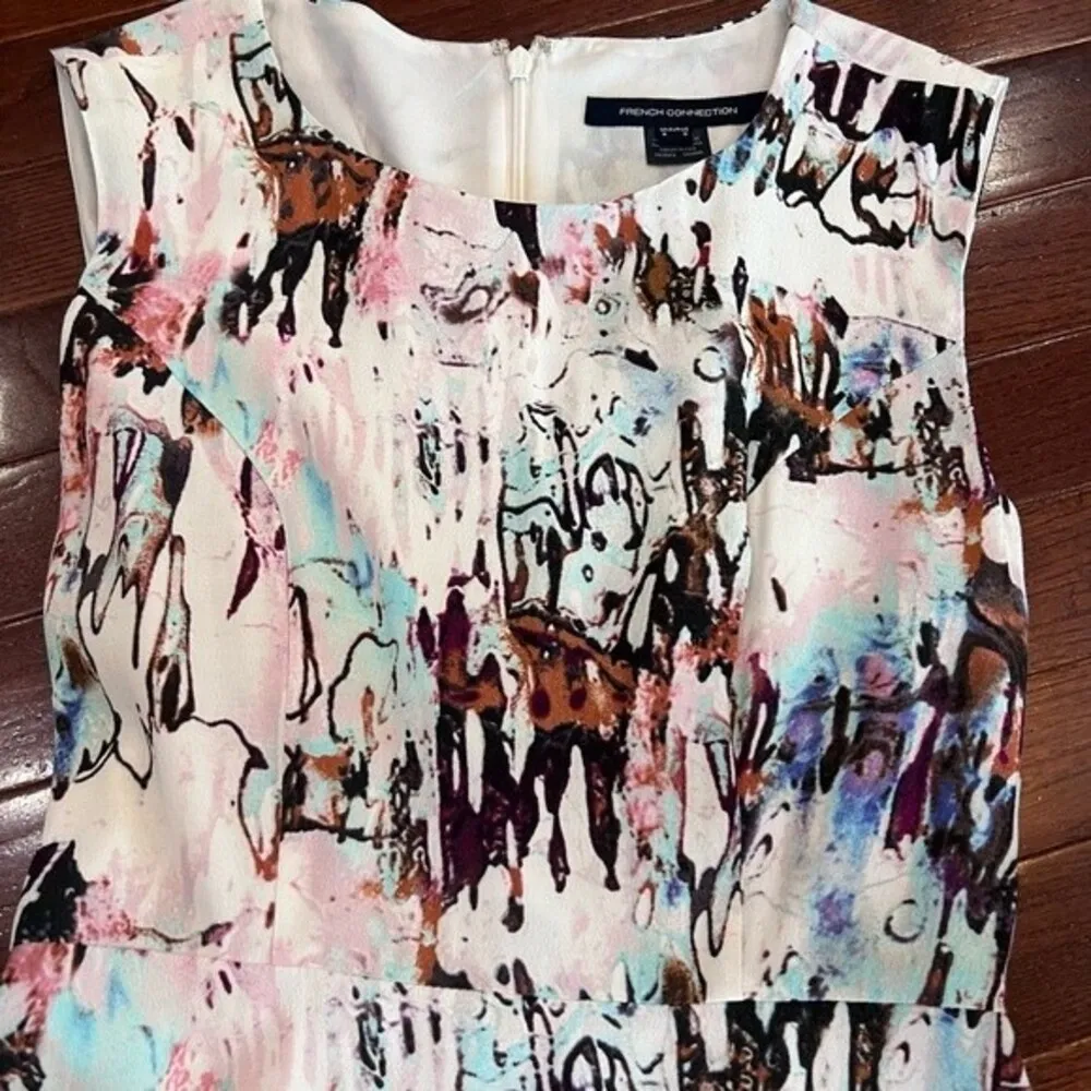artistic abstract watercolor print dress size 0 NWOT - Image 5